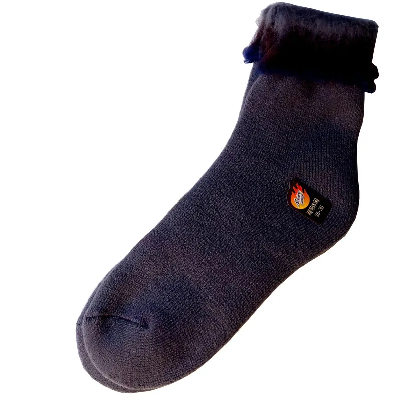 

Winter 5 Pairs Thickened Wool Warm Solid Color Wool Men's Socks Plus Velvet Padded Terry Long Men's Socks