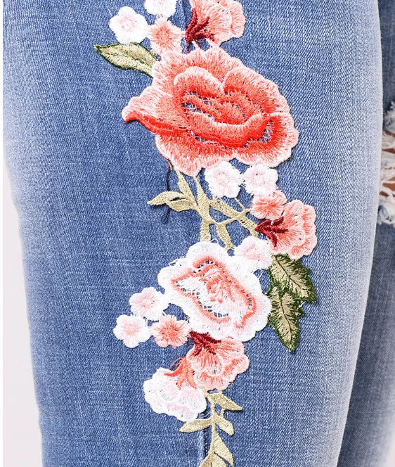 

Womens Embroider Jeans Denim Pants Women vestido camisa feminina hole jaqueta Ripped Jeans for Womens ouc2476