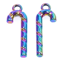 10pcs rainbow color candy cane pendant alloy charms accessories for jewelry crafts diy necklace earring metal wholesale bulk
