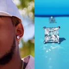 Серьги-гвоздики в стиле хип-хоп унисекс из нержавеющей стали с фианитами, круглые магнитные серьги без пирсинг, модные украшения