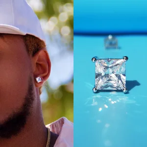 Серьги-гвоздики в стиле хип-хоп унисекс из нержавеющей стали с фианитами, круглые магнитные серьги без пирсинг, модные украшения