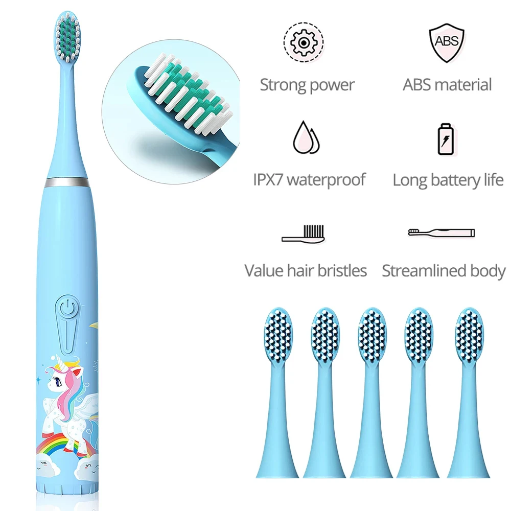 

Детская электрическая зубная щетка с мягкой щетиной, IPX7