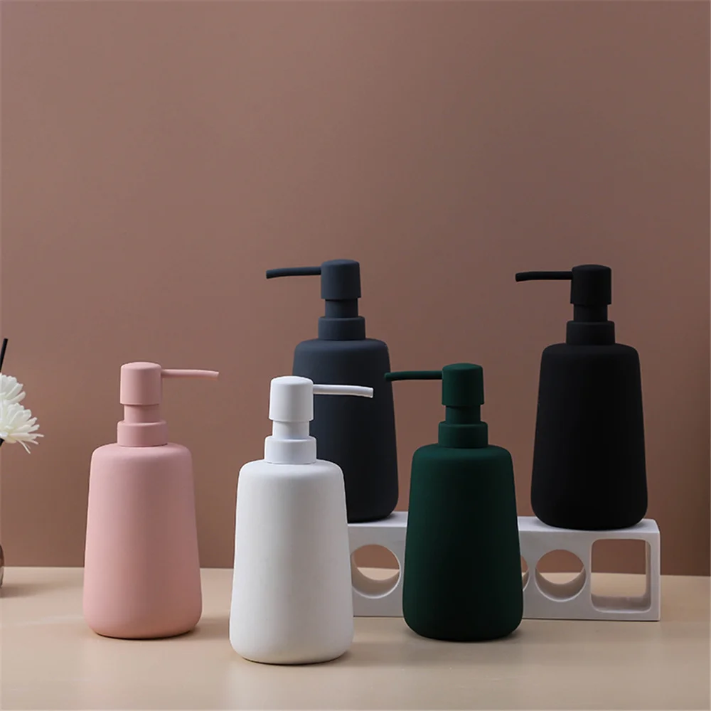 matte ceramic soap dispenser bathroom 260ml 400ml liquid empty refill sub bottle hand sanitizer shower gel shampoo bottles free global shipping
