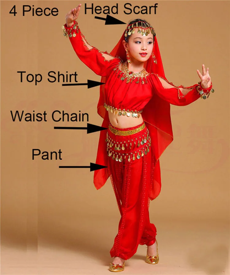 Детские костюмы для танца живота девочек восточных и индийских танцев комплект