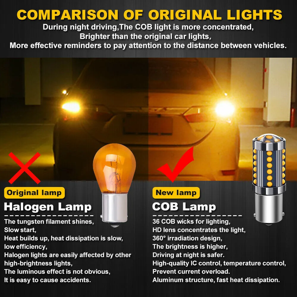

36 COBs Bulb LED Aluminum Amber BA15S Backup Lamp Reverse Super Bright