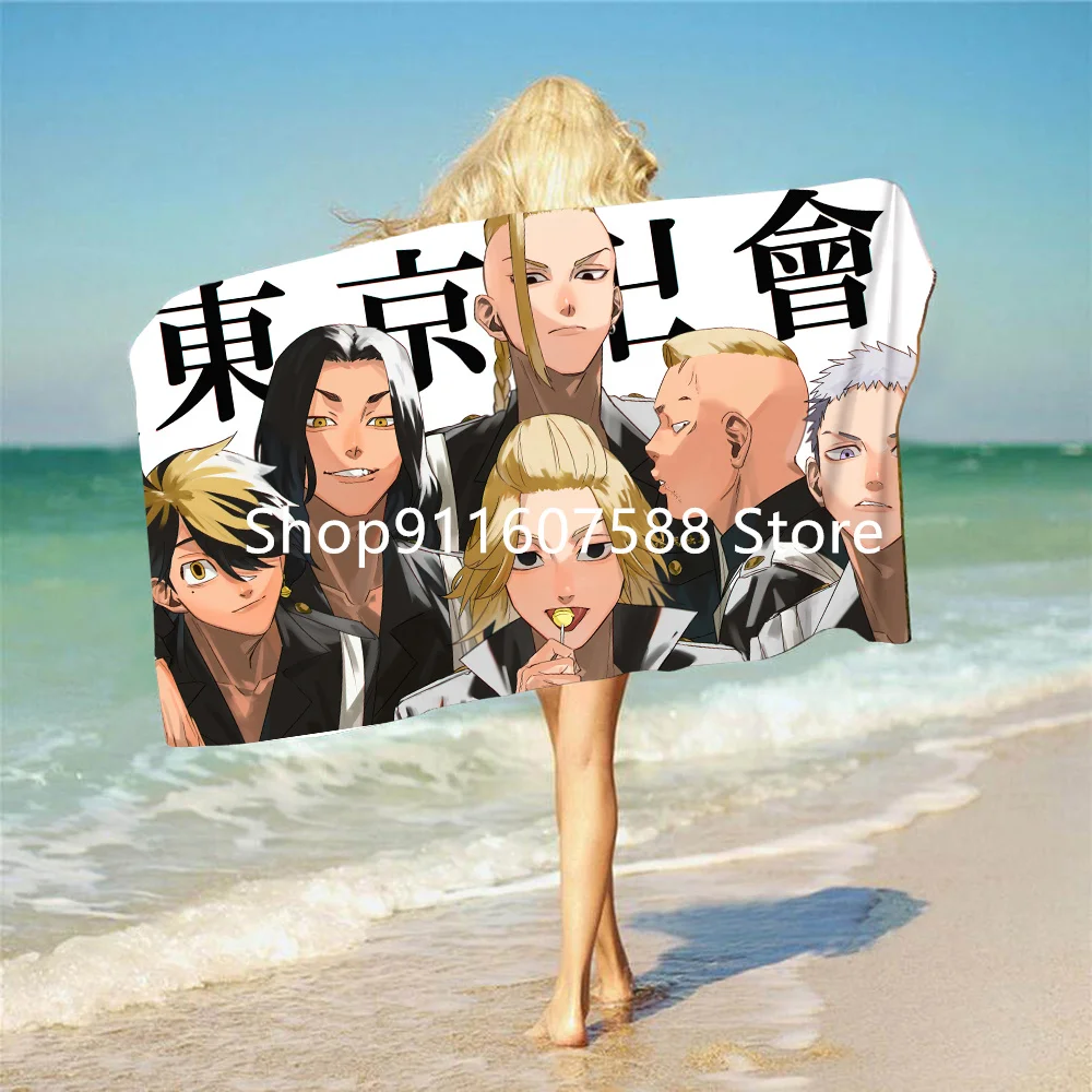 

Anime Tokyo Revengers Printed Towels 3D Microfiber Beach Towel Quick-dry Bath Towel Large Cartoon Beach Throw Blanket 75X150cm