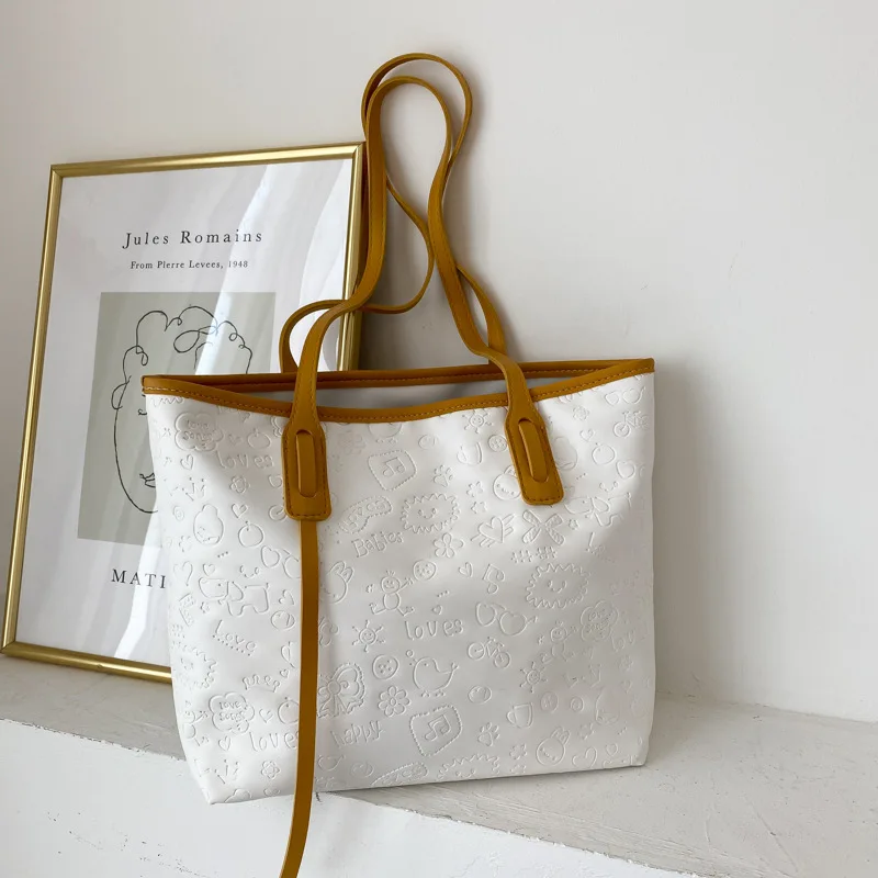 

Women's Shoulder Bag 2021 Summer New Fashion Korean Gray Soft Leather Simple Large-capacity Student Handbags Female Casual Tote