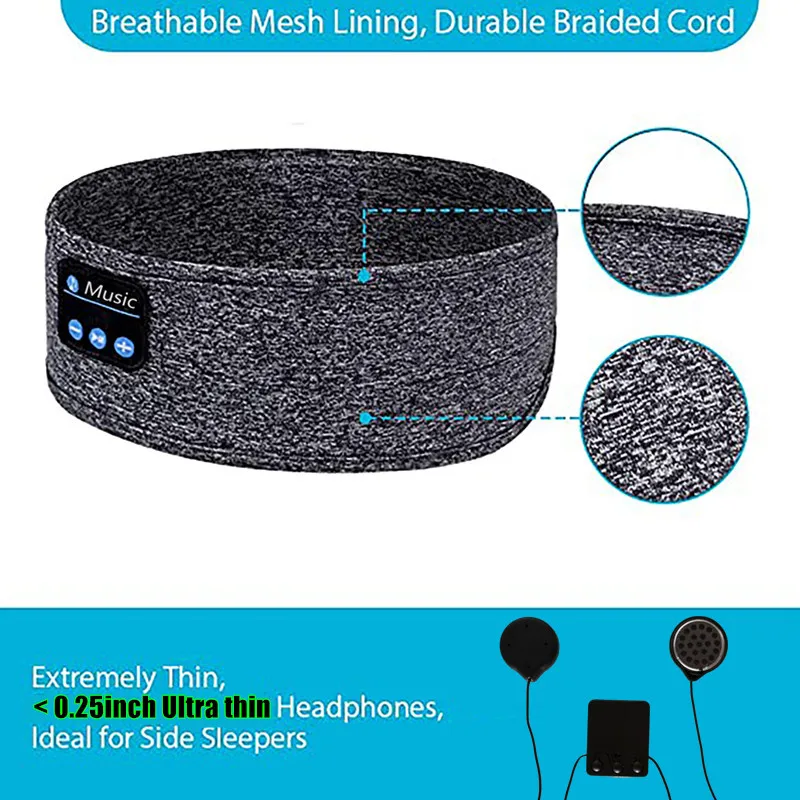 Women Wireless Music Eye Mask Bluetooth-compatible Sleeping Earphone Man Smart Sport Headband Headset with Mic Yoga Hair Bands | Спорт и