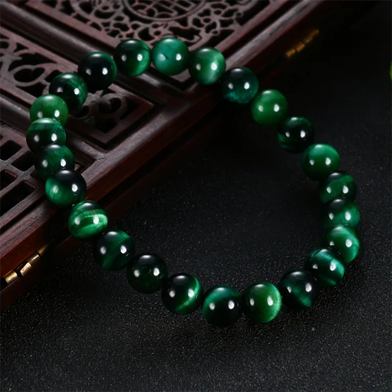7A+ Fashion Tiger Eye Beads Bracelet Men High Quality Green Natural Stone Charm Bracelets for Women Handmade Casual Jewelry Gift - купить по