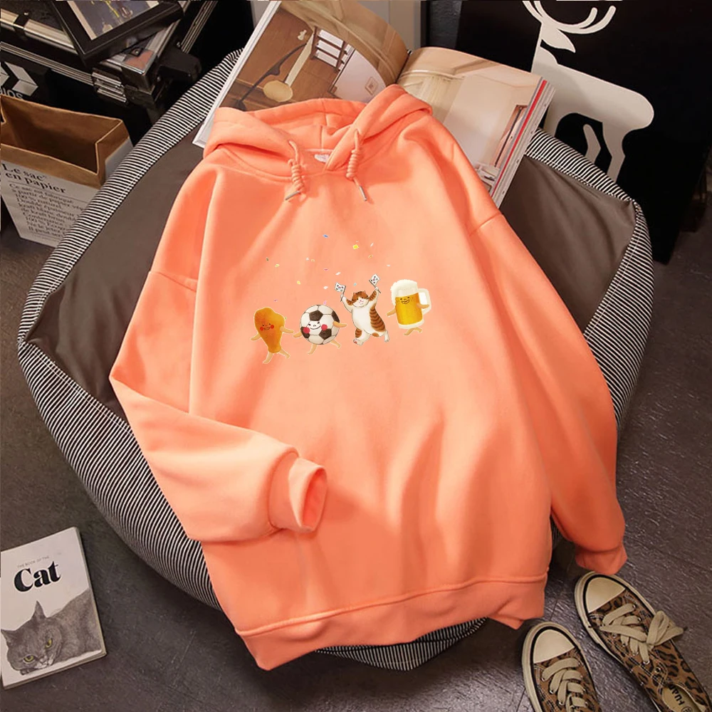

Female Ullzang Long Sleeve Loose Funny Graphics Casual Hoodie Korean Women's Hoodies Harajuku Cat Winter Print Sweatshirt