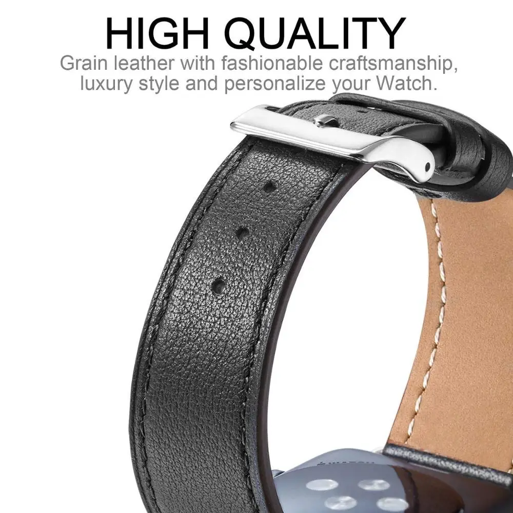 Ремешок из натуральной кожи для Apple Watch 4 44 40 42 38 мм кожаный браслет высокого