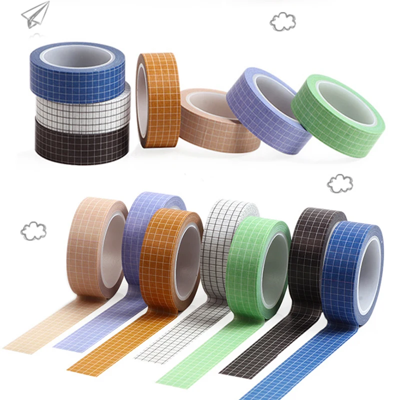 

DIY 1PC Washi Tape Hot Sale 1.5CM*10M Masking Tape Adhesive Tapes Stickers Planner Decorative Stationery Popular Grid