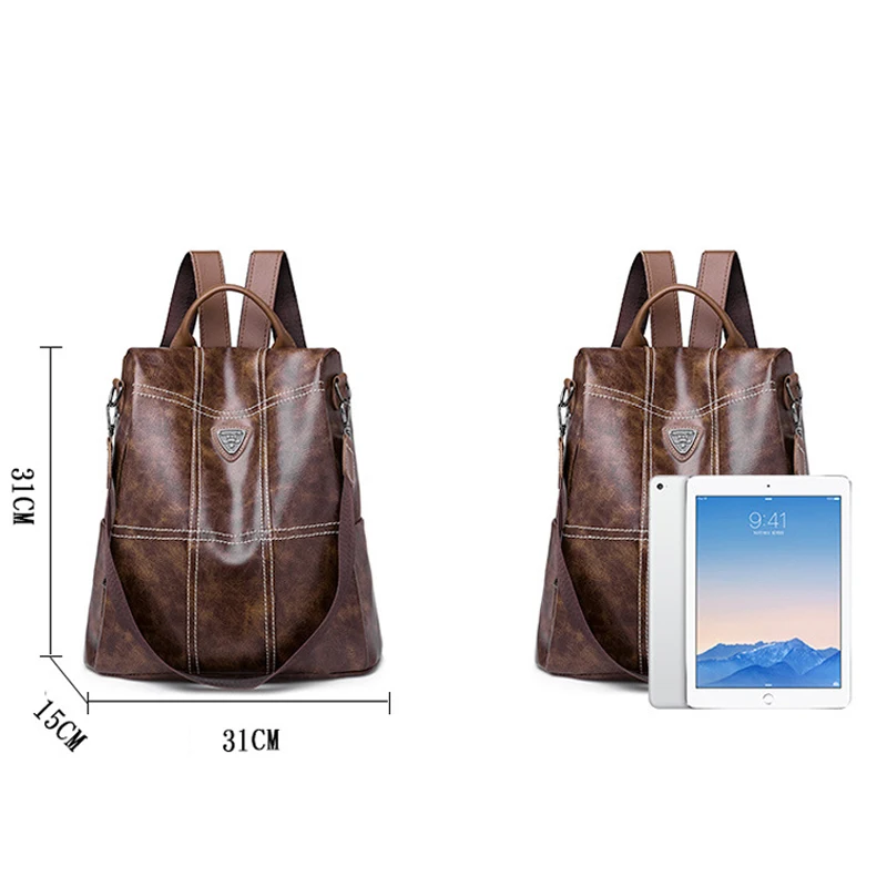 

Luxury Backpack Women Leather Hidden Anti-theft Zipper Shoulder Bag Trendy Travel Back Pack Female Handbag Mochila Feminina Bags
