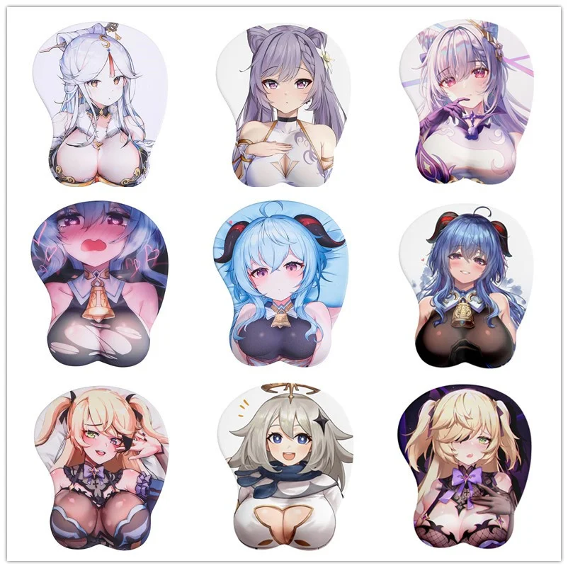 

Game Genshin Impact 3D Oppai Mouse Pad With Wrist Rest Ganyu Keqing Paimon Fischl Silicone Gel Filled Mouse Mat Mousepad