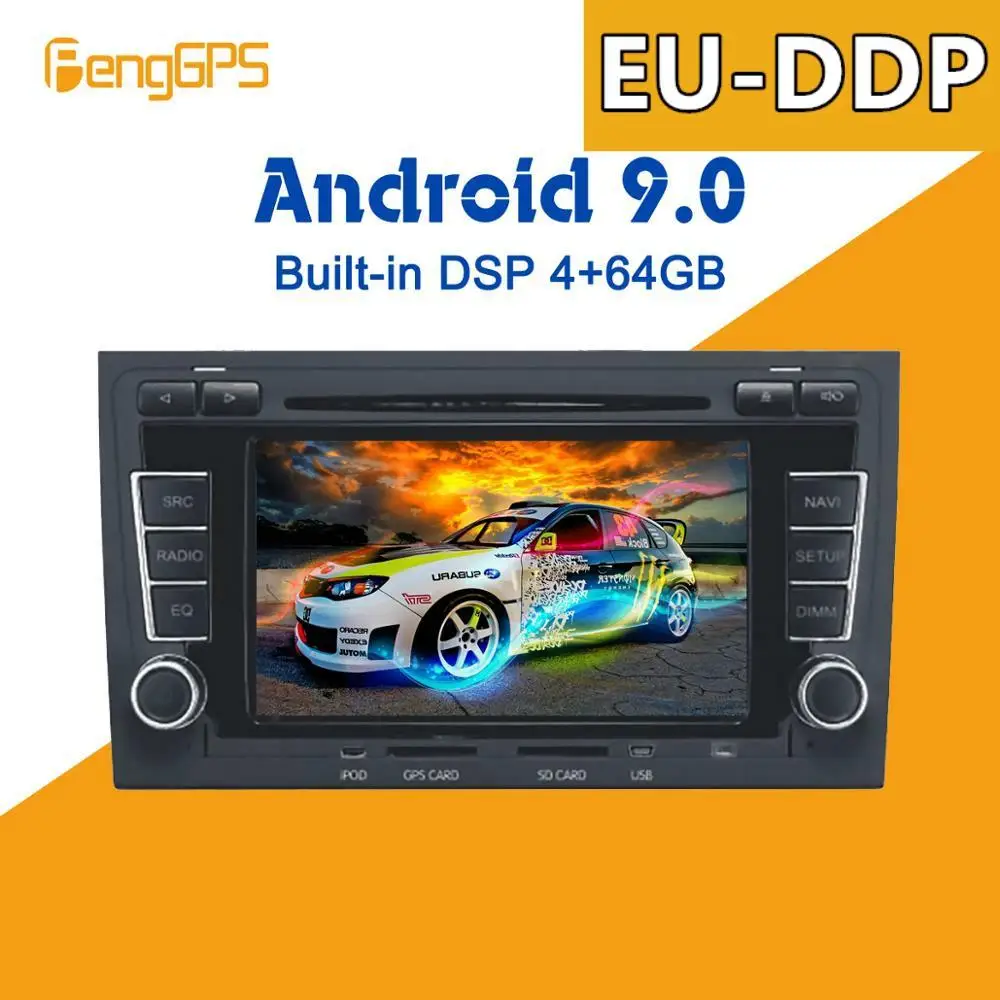 

Android 9,0 4 + 64 Гб px5 встроенный DSP Автомобильный мультимедийный DVD-плеер GPS радио для Audi A4 S4 RS4 2003-2012 GPS Навигация стерео видео