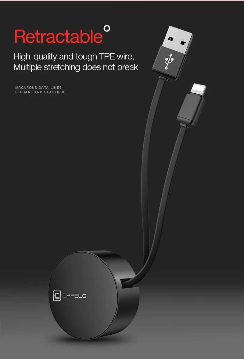 Cafele USB кабель для iPhone 11 Pro X Xr Xs Max 8 7 6s Plus зарядный кабель выдвижной 8 Pin для iPhone Lighting Cable Max 90 см