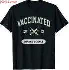 100% хлопок, 2021 спасибо, наука, я получил вакцину, черная Универсальная футболка с круглым вырезом и короткими рукавами