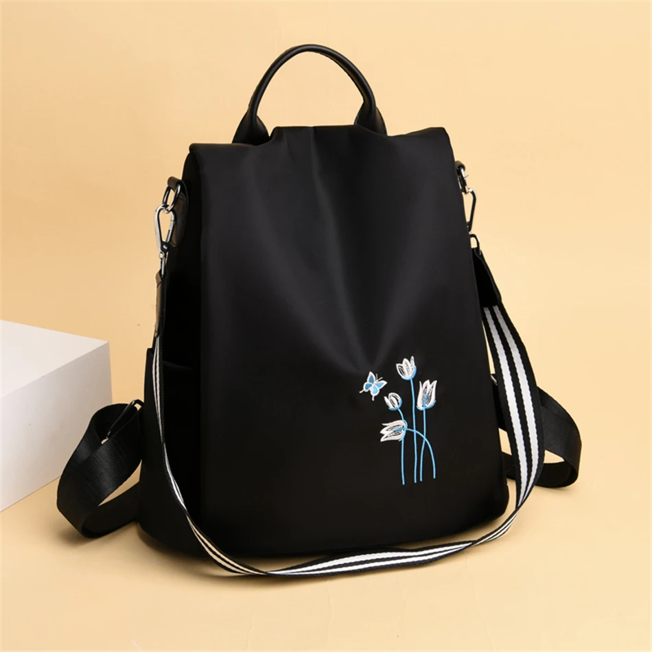 Женский водонепроницаемый рюкзак с защитой от кражи Черный винтажный дорожный