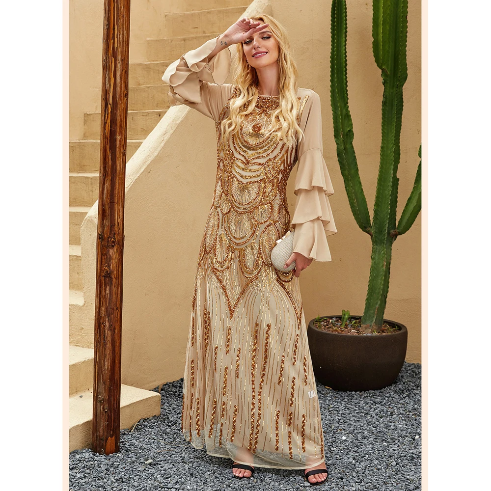 Пайетки абайя Дубай Кафтан турецкий кафтан мусульманский женский хиджаб платье