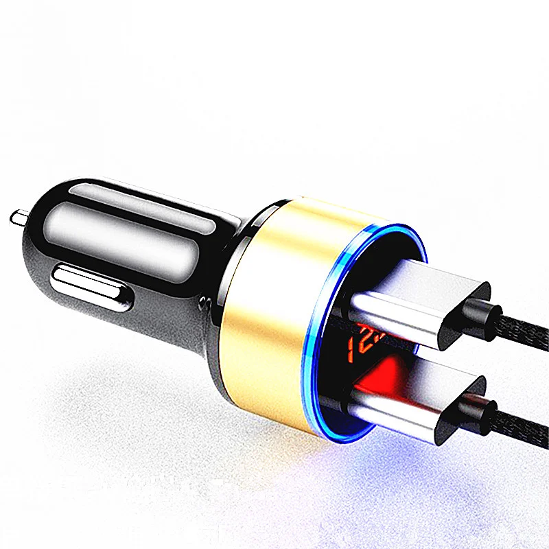 Автомобильное зарядное устройство с двумя USB-портами 3 1 А со светодиодным