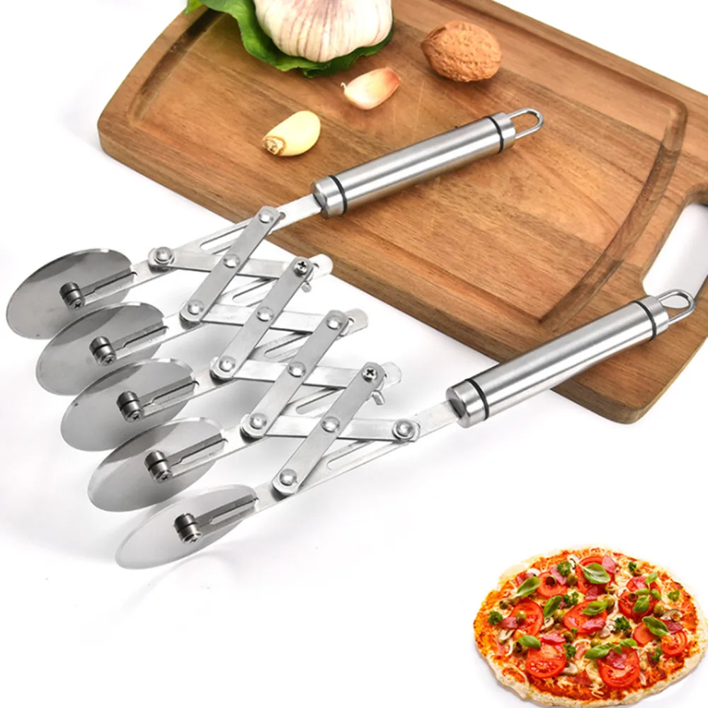 

5 Wheel Pastry Cutter Expandable Pizza Slicer Multi-Round Pastry Knife Baking Cutter Roller Cookie Dough Cutter Divider Durable