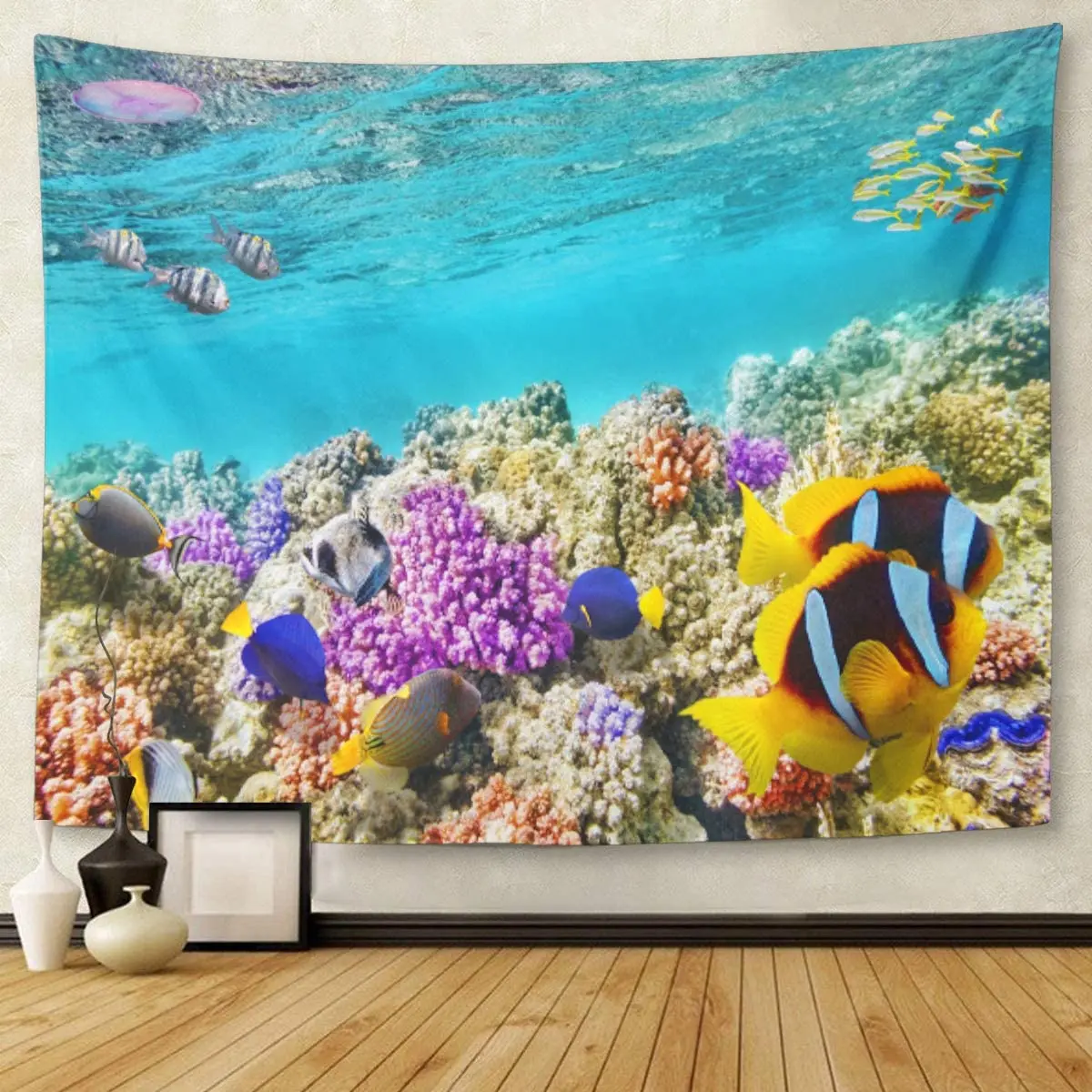 

Подвесные тропические кораллы для гостиной, спальни, спальни, 50x60 дюймов, красные, замечательные и красивые, подводный мир, гобелен с изображ...