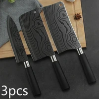 professional chef knife set damascus laser pattern meat chopping slicing vegetable cutter cleaver kitchen knives stainless steel