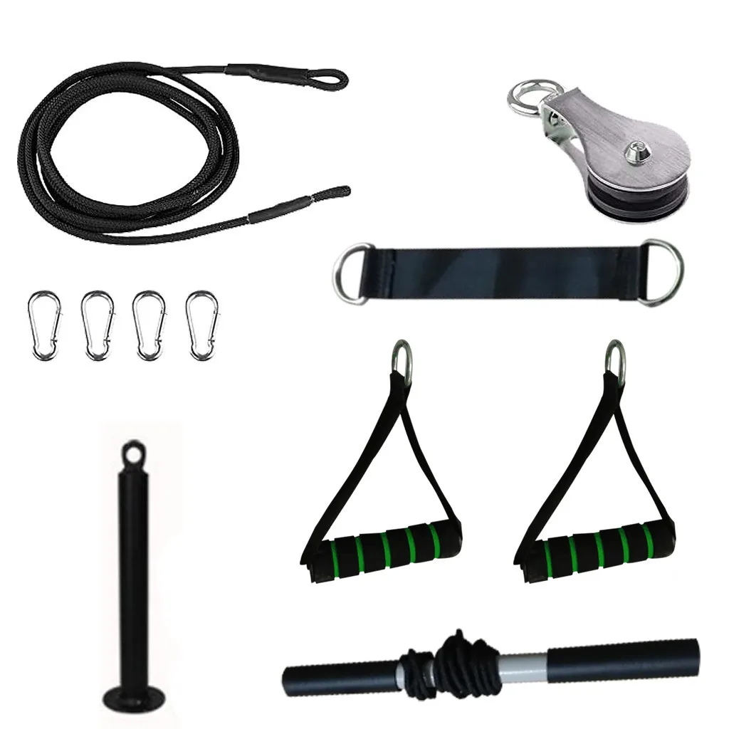 

#H40 11PCs Fitness DIY Gym Pulley Cable Machine Attachment System Indoor Outdoor Lifting Forearm Arm Strength Fitness Equipment