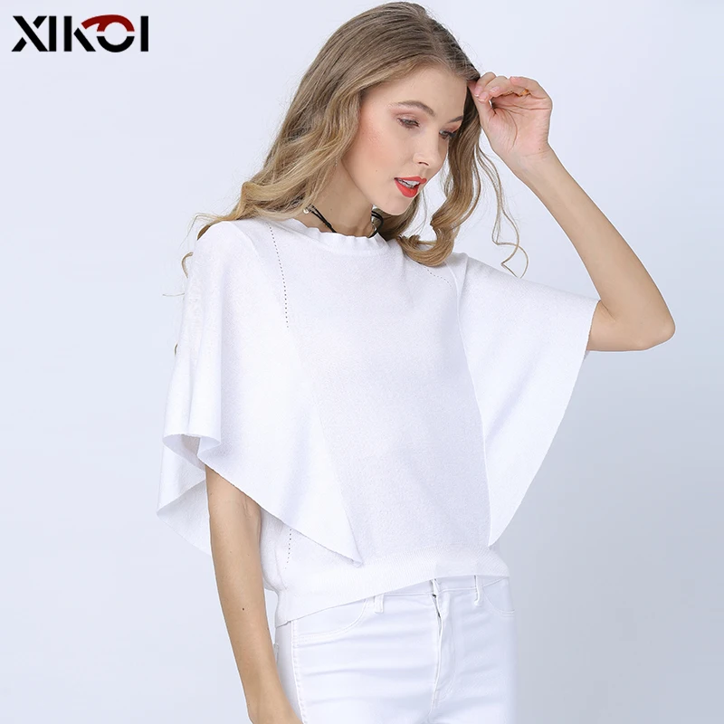 XIKOI женский свитер большого размера с рукавом летучая мышь пуловеры одноцветные