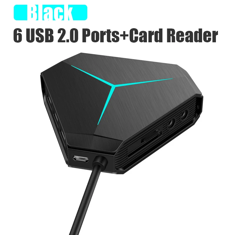 Мульти USB 3,0 концентратор USB разветвитель устройство для чтения карт SD TF с микрофоном Интерфейс высокая скорость 6 портов концентратор для ПК Компьютерные аксессуары - Цвет: BK with card reader