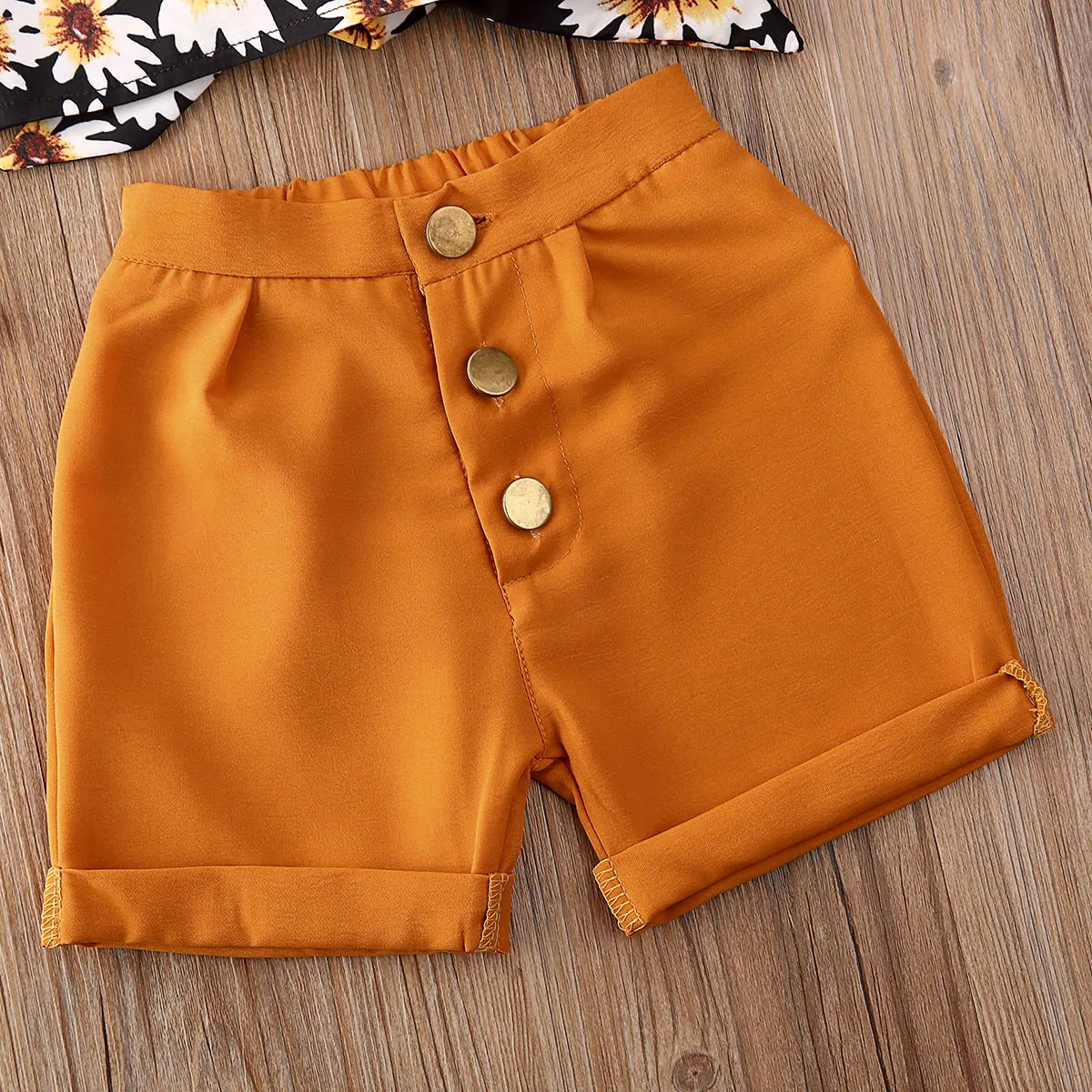 

AA Summer Toddler Baby Girl Clothes Daisy Tops Crop Shorts Pants 2PCS Outfit Set Girls Kids Clothing Sets Two Piece Clothes