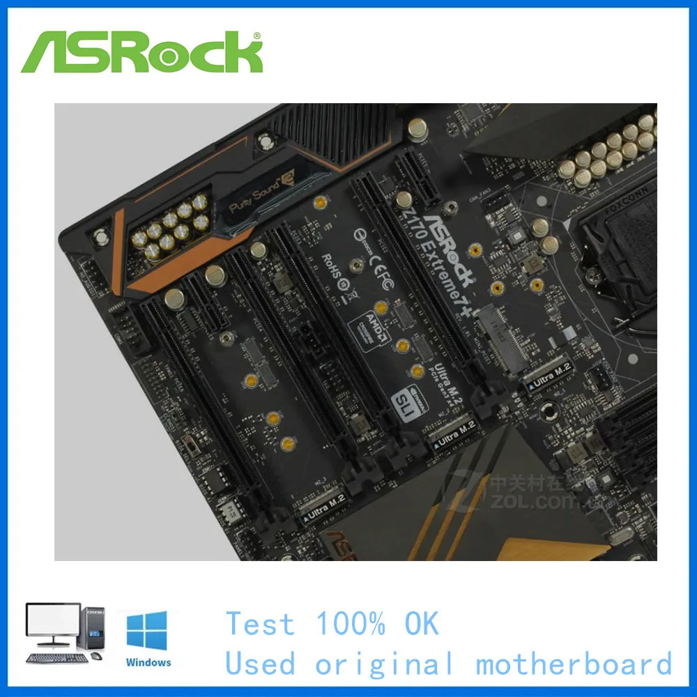Материнская плата для компьютера ASRock Z170 Extreme 7 + материнская LGA 1151 DDR4 настольного