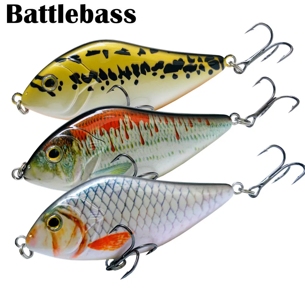 

BATTLEBASS 4inch 1.6oz Hard Jerkbait Slow Sinking For Seawater Freshwater With 3D Eyes Fishing Lures For Shad Troute Pike
