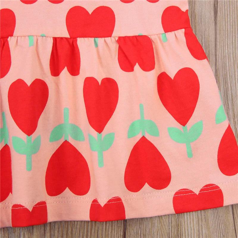 

One-piece Clothing Set Kids Girl Summer Fashion Outfit Suit Short Sleeve Heart Print Dress Stylish Dress for Children Girls