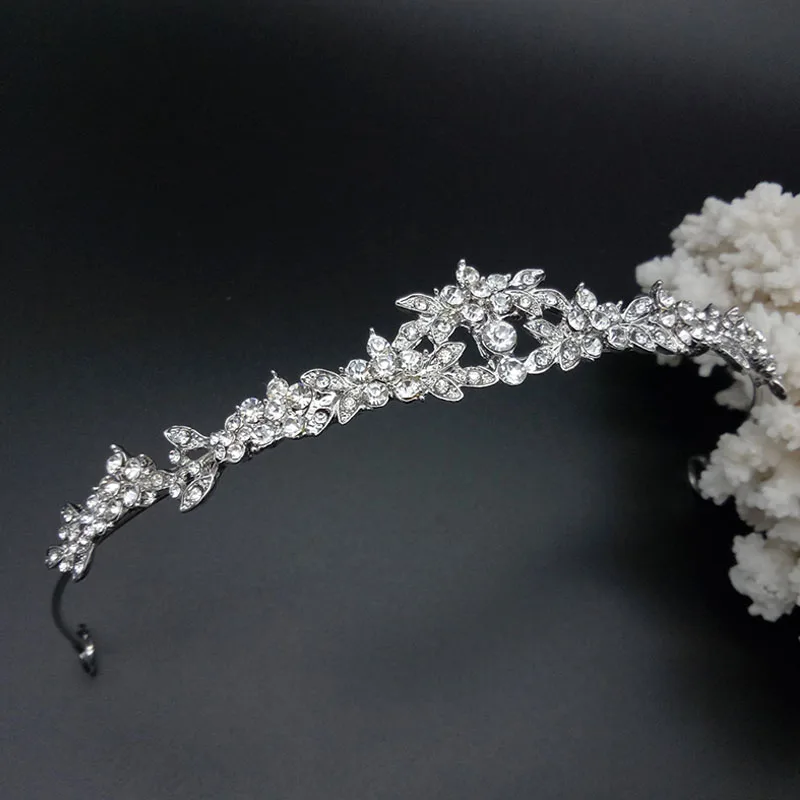 

Headband Jewelry Elegant Wedding Tiaras And Crowns Women Prom Hair Ornaments Zircon Pageant Bridal Hair Accessories Leaves 2020