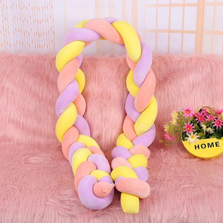 violet pink yellow 1,5 м плетеная плюшевая Колыбель для детской комнаты, декор для детской комнаты, ручная вязка, завязывающаяся кроватка, бампер для детской кровати, подарок для новорожденного - Цвет: violet pink yellow