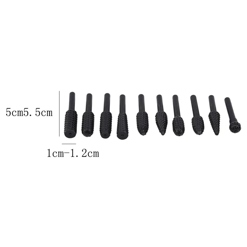 

10pcs / Set Twist Drill Bit Wood Carving File Rasp Drill Bits Tool Power Tools Woodworking Rasp Chisel Shaped Rotating