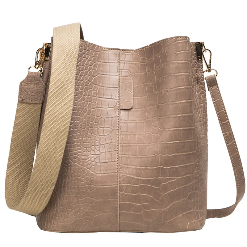 

Bucket Bag Handbag New 2021 Korean Fashion Broadband Package Vintage Mass Crocodile Shoulder Shoulder Bag