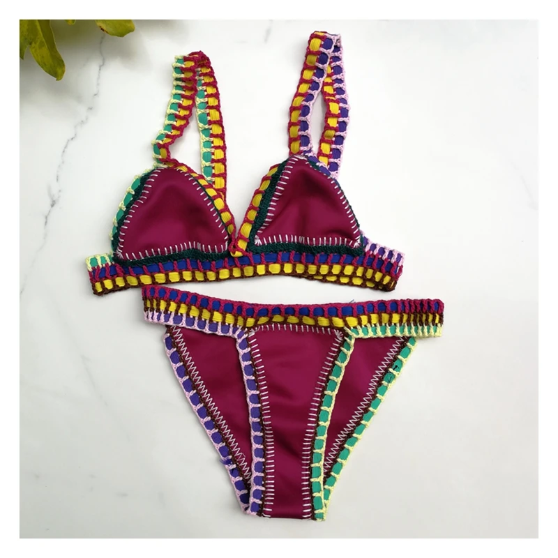 Женские сексуальные купальники с эластичным купальником ручной работы вязаные