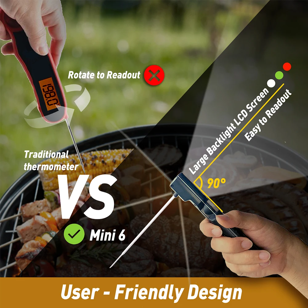 AidMax Mini6 Instant Read Waterproof Digital Electronic Kitchen Cooking BBQ Grill Meat Thermometer For Oven images - 6