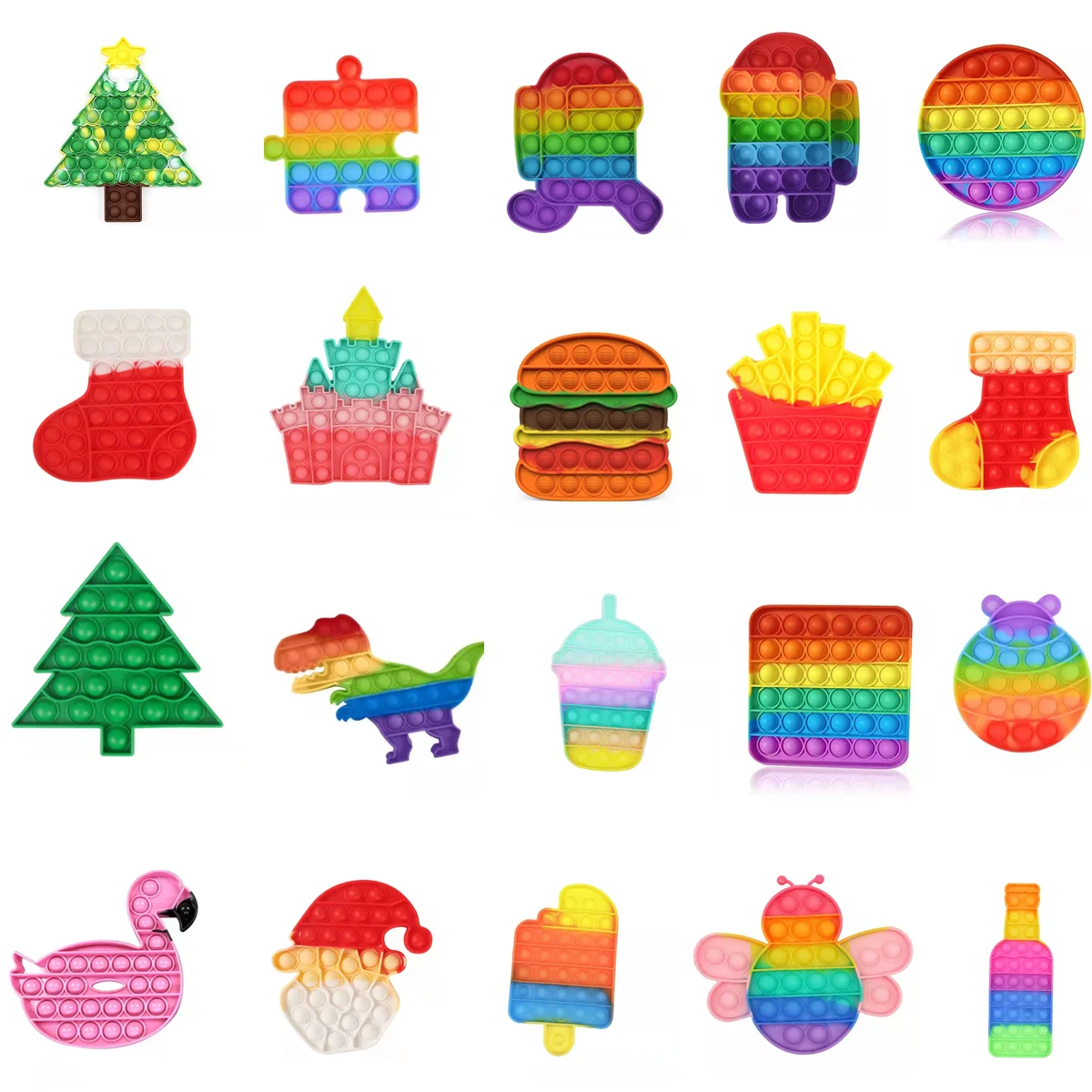 

Rainbow Bubble Pops Kids Fidget Toys Sensory Autisim Special Need Its Anti-stress Stress Relief Squishy Simple Dimple Fidget Toy