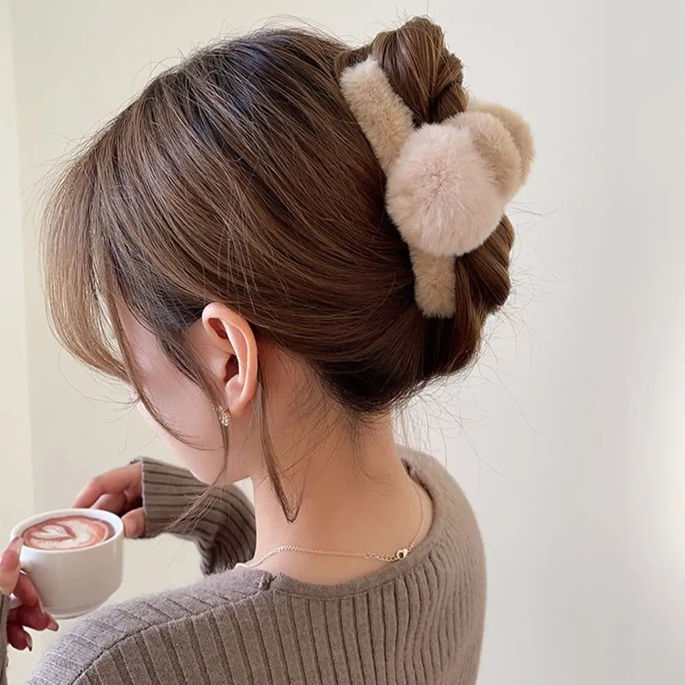 

Осенне-зимняя плюшевая заколка для волос с шариком, женская зажим для волос с пушистой головкой, зажим для мытья лица, Акула, скользящая зако...