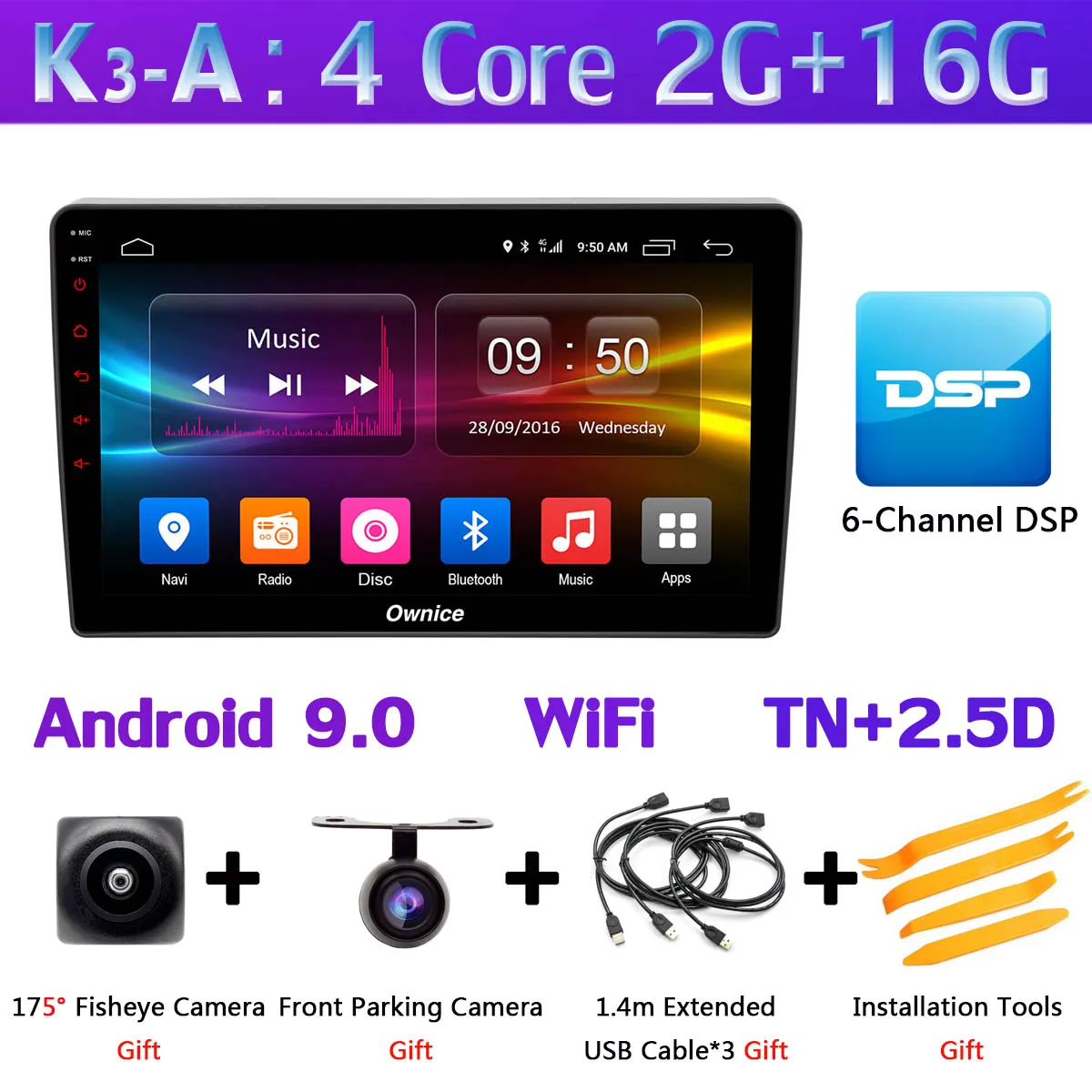 360°4×камера 4G LTE Android 9,0 4G+ 64G 8Core SPDIF DSP CarPlay автомобильный мультимедийный плеер gps радио для Kia K5 Optima 2011 - Цвет: K3-A