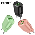 Зарядное устройство FONKEN с 2 USB-портами, адаптер для быстрой зарядки стандарта ЕС, мобильный телефон, настенное зарядное устройство для Iphone, Samsung, универсальные аксессуары для телефонов
