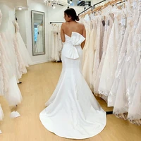 eightale white mermaid wedding dresses scoop neckline wedding gown beading belt bridal gown with bowknot vestido de novia 2021