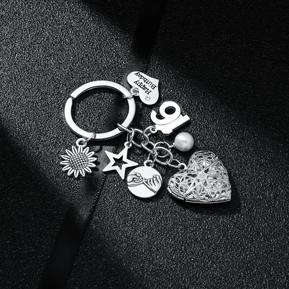 16th 18th 30th 40th брелок с днем рождения подарки ее открытый медальон сердце Шарм