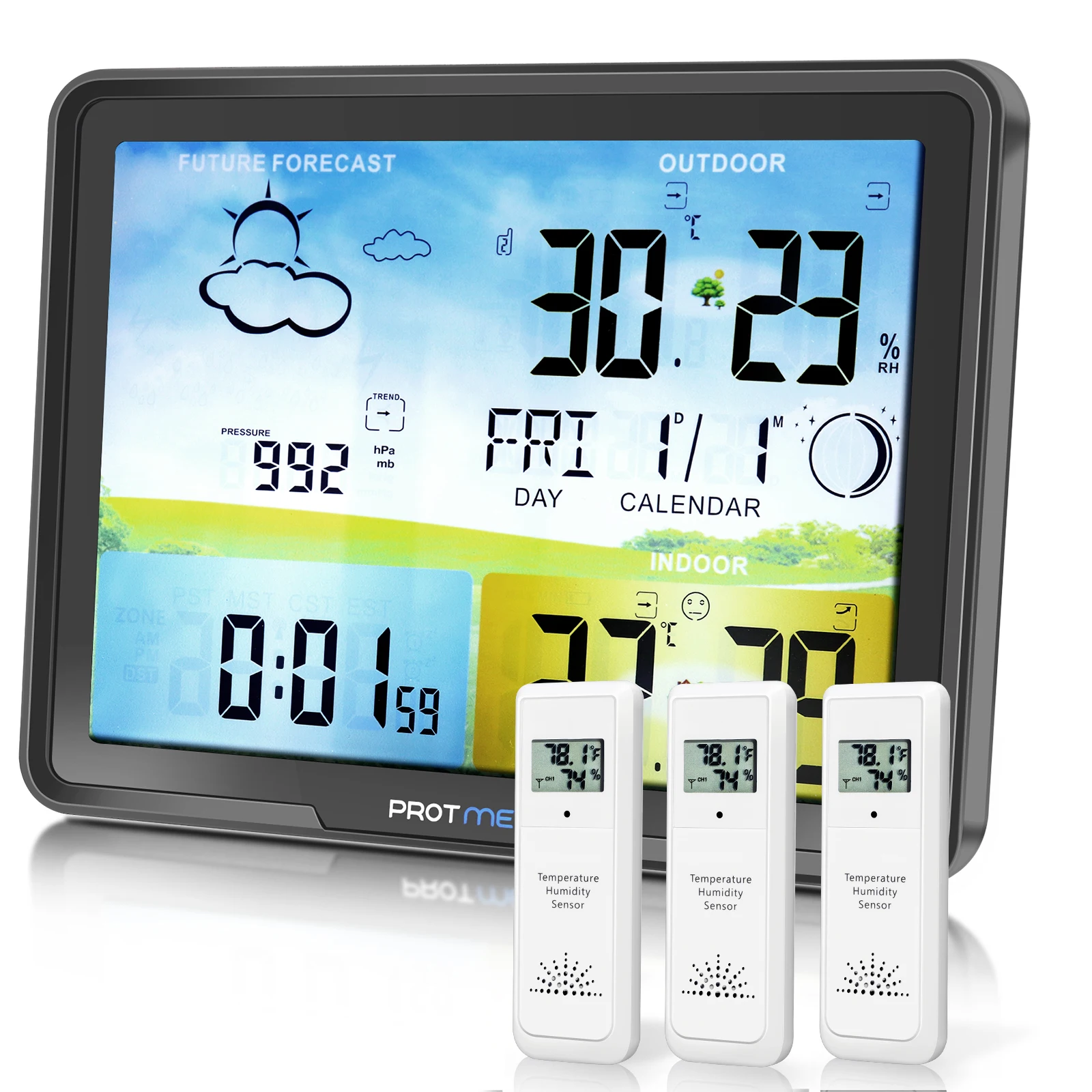 Protmex Метеостанция цифровой автоматический радио контроль беспроводной