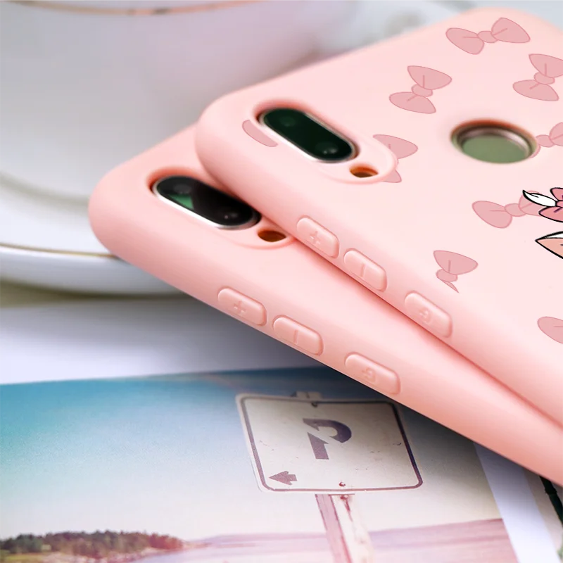 Розовый матовый чехол с милым мультяшным котом для huawei P20 Lite P30 mate 10 20 Honor 20i 10i 8X 7A Pro 9 10 20 Lite Y9 P Smart чехол