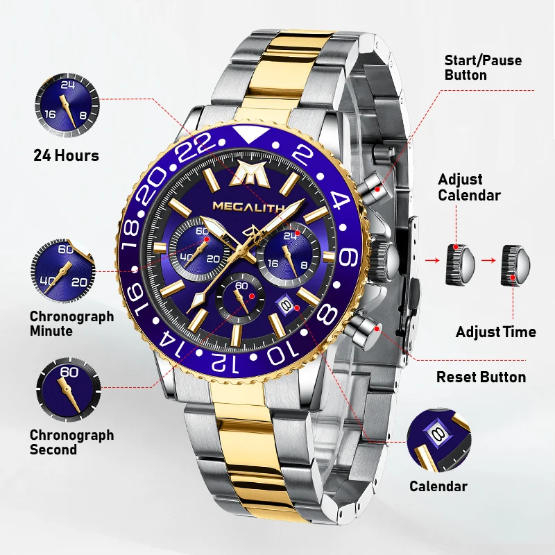 Reloj Hombre MEGALITH мужские часы модные брендовые спортивные водонепроницаемые