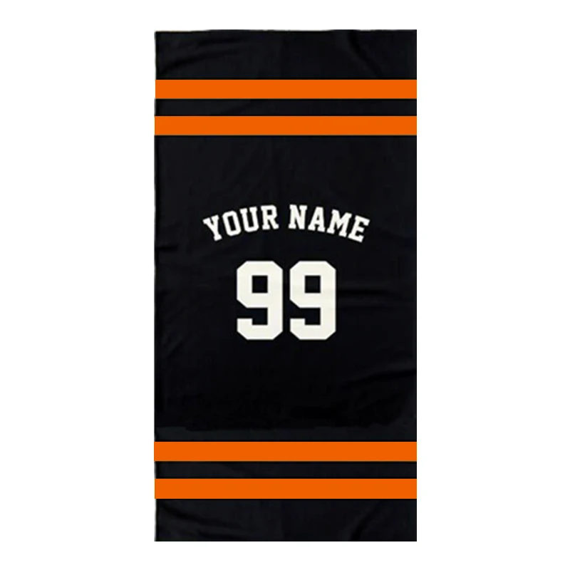 Черно белое персонализированное мужское полотенце из микрофибры для